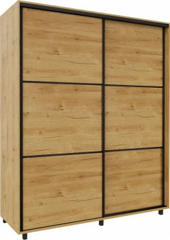 Szafa przesuwna 180 cm (dąb Soma ciemny/czarne okucia) 