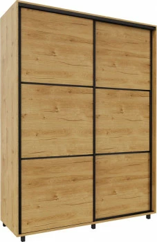 Wysoka szafa przesuwna 180 cm (dąb Soma ciemny/czarne okucia) 