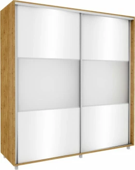 Szafa przesuwna lustra 200cm (biały połysk/lustro/dąb Soma ciemny) 