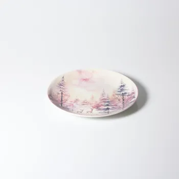 Talerz deserowy Pink Christmas 2 (biały/różowy) 