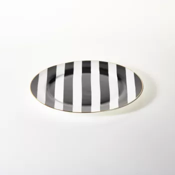 Talerz ceramiczny Rayas biały w czarne pasy 