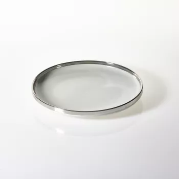 Talerz obiadowy Cindy szary ze srebrnym paskiem 