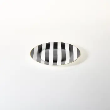 Talerzyk ceramiczny Rayas biały w czarne pasy 