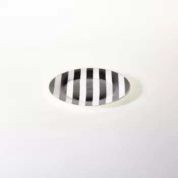 Talerzyk ceramiczny Rayas biały w czarne pasy 