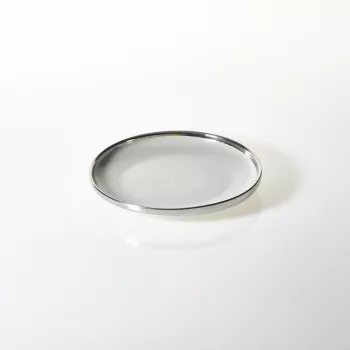 Talerz deserowy Cindy szary ze srebrnym paskiem 