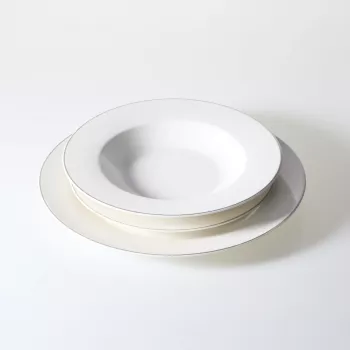 Zestaw talerzy Olina 18 elementów (biały/srebrny) 