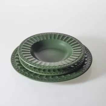 Zestaw talerzy Verdino 18 elementów (ciemno zielony) 