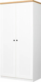 Szafa dwudrzwiowa z półkami i drążkiem Toskania (biały/dąb Soma ciemny)