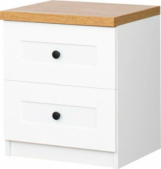 Stolik nocny z dwoma szufladami Toskania (biały/dąb Soma ciemny)