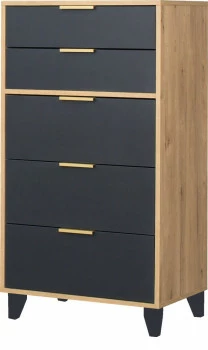 Komoda 60 z 5 szufladami Floryda (grafit/dąb Soma ciemny) 