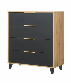 Komoda z 4 szufladami Floryda (grafit/dąb Soma ciemny) 