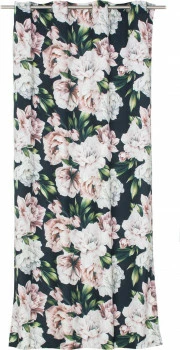 Zasłona Peony (czarna w kwiaty)