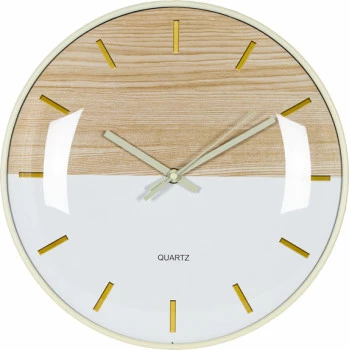 Zegar ścienny Naturos (beż/drewno podobny/biały) 
