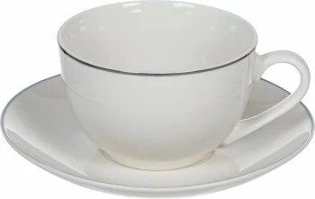 Zestaw filiżanek i spodków Olina 4 (biały/srebrny) 