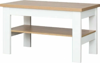 Stolik prostokątny pełny z półką (dąb soma ciemny/biały) 