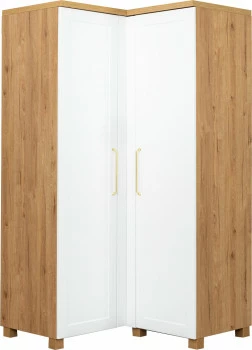 Szafa narożna Hawana (biały lakier mat/dąb soma ciemny) 