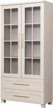 Szafa z witrynami i szufladami Hawana (kaszmir lakier mat/kaszmir)