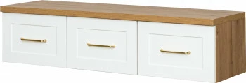 Stolik RTV podwieszany z 3 szufladami Hawana (biały lakier mat/dąb Soma ciemny)