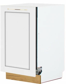 Dolna zabudowa zmywarki 45 z panelem zakrytym Laurencja (biały lakier mat/dąb Soma ciemny) 