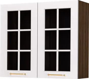 Szafka 80 górna witryna Laurencja (biały lakier mat/orzech Foresta) 