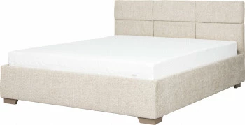 Łóżko tapicerowane 160 Sawona (boucle beż) ze stelażem i pojemnikiem 