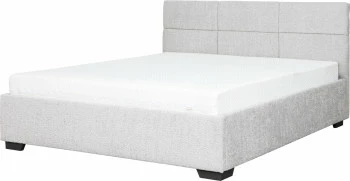 Łóżko tapicerowane 160 Sawona (boucle szary) ze stelażem i pojemnikiem 