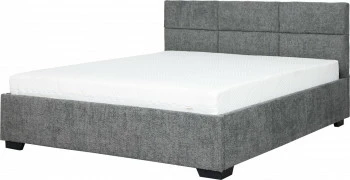 Łóżko tapicerowane 160 Sawona (boucle grafit) ze stelażem i pojemnikiem 