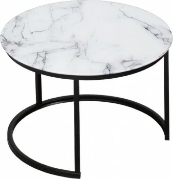 Stolik kawowy 60cm Marbi 3 (biały-marmur) 