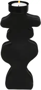 Świecznik drewniany na t-light duży Etna 47 (czarny) 