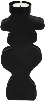 Świecznik drewniany na t-light duży Etna 47 (czarny) 