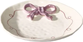 Talerz deserowy Bella 168 (biały z perłowym połyskiem/jasnofioletowy) 