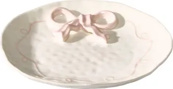 Talerz deserowy Bella 168 (biały z perłowym połysk/jasnoróżowy) 