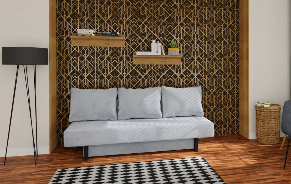 Pokój młodziezowy - Sofa Afrodyta 2 (plusz srebrzysty)