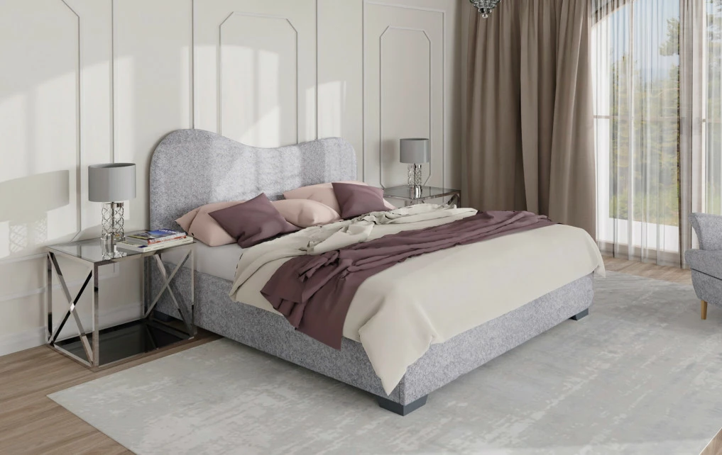 Sypialnia - łóżko Cloudi (boucle szary)